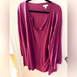 14th and Union Magenta long sleeve satin shirt 4x